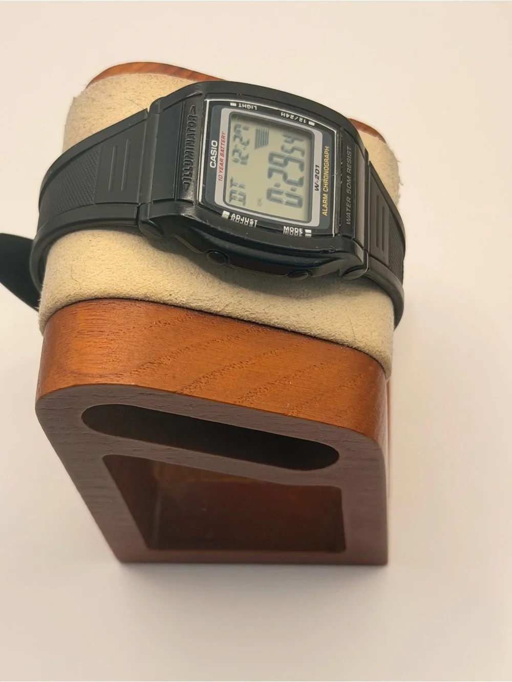 Casio 2879 W-201 Unisex 35mm Black Resin Digital‎ Chronograph Illuminator Watch
